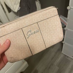 Pink Guess Wrist Strap Bag